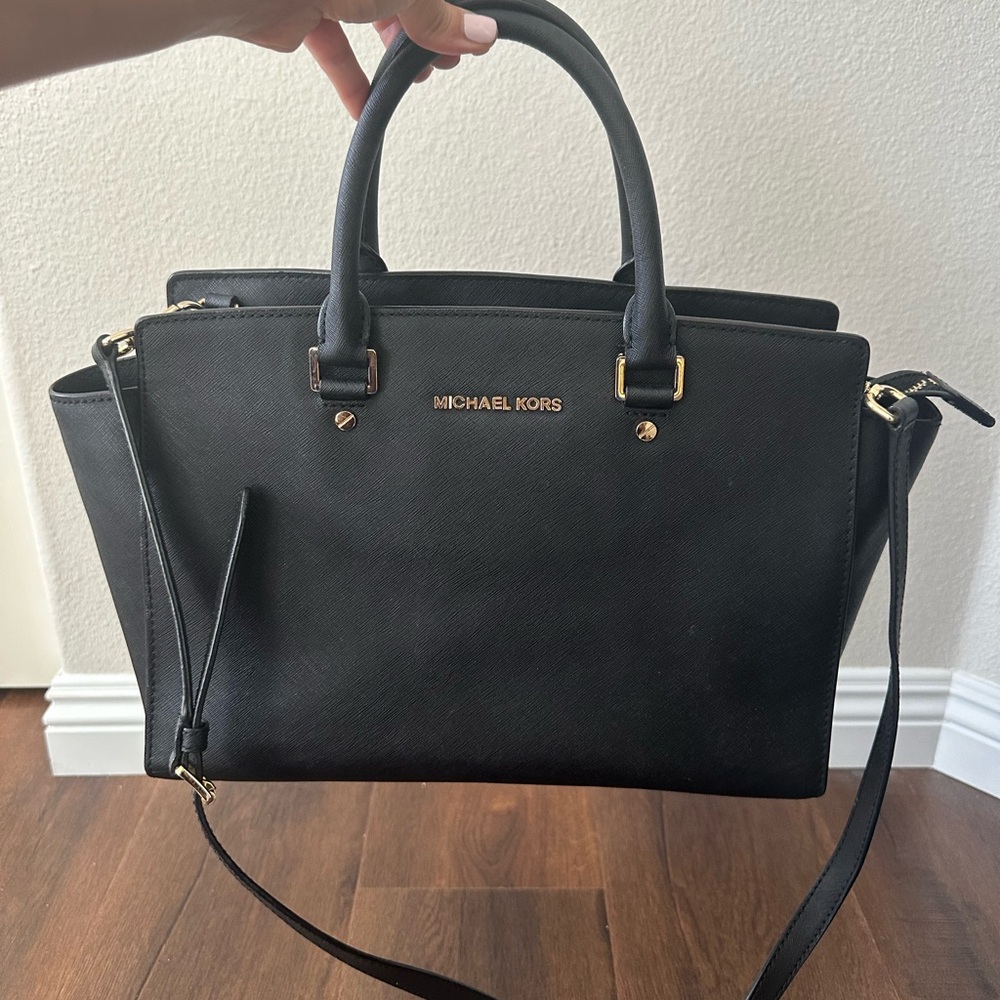 Black Michael Kors leather tote bag